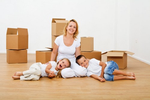 Fragile and valuable household items prepared for transport in West Hampstead