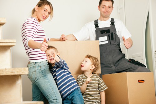 Packed boxes and household items ready for transport
